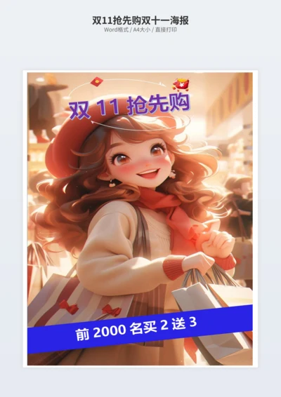 双11抢先购双十一海报