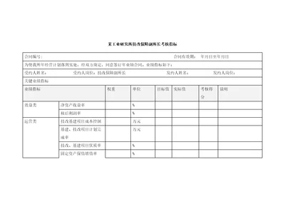 某工业研究所技改保障副所长考核指标