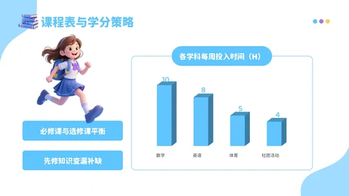蓝色3D风成长新起点：开学季新学年规划开学班会PPT模板
