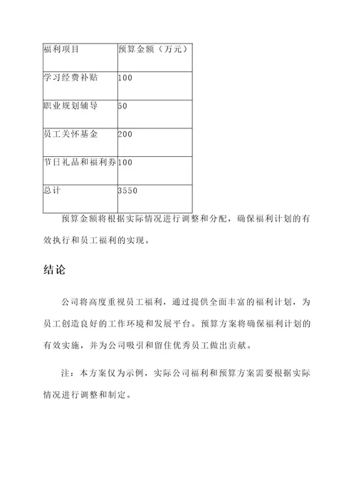 公司圣福利与预算方案