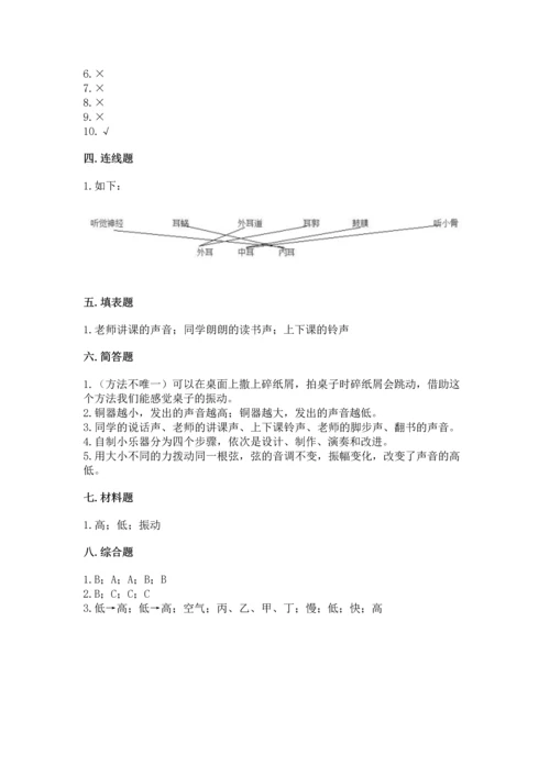 教科版科学四年级上册第一单元《声音》测试卷（各地真题）word版.docx