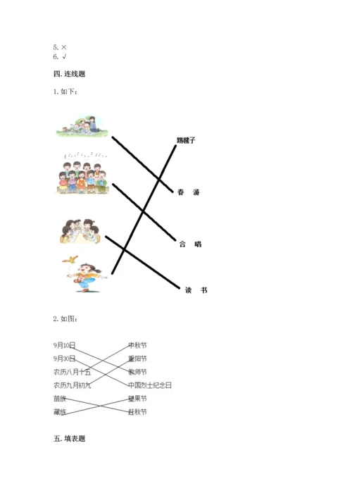 部编版小学二年级上册道德与法治期中测试卷含答案【a卷】.docx
