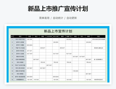 新品上市推广宣传计划