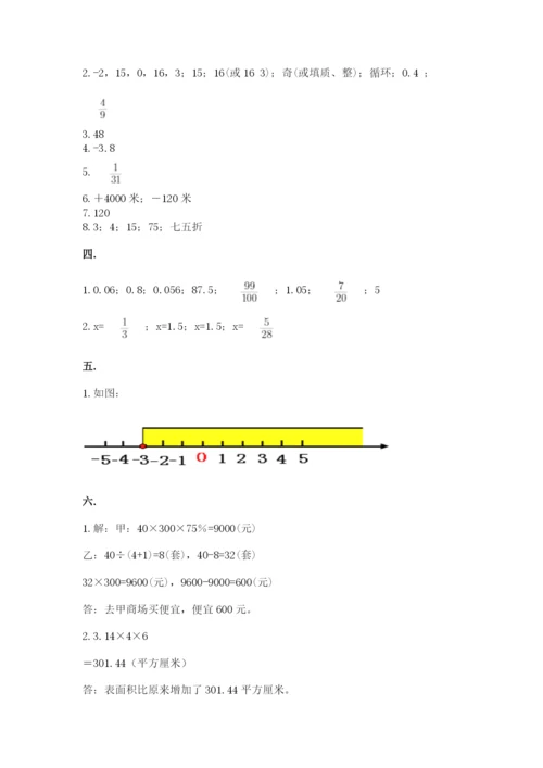 小学六年级下册数学摸底考试题带答案（突破训练）.docx