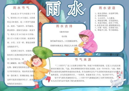 二十四节气之雨水手抄报word模板