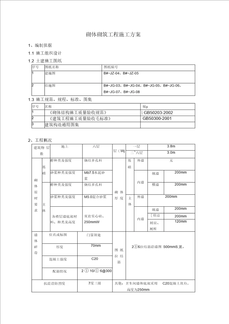 20墙砌筑施工方案