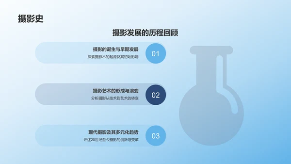 蓝色简约风摄影专业毕业答辩PPT模板