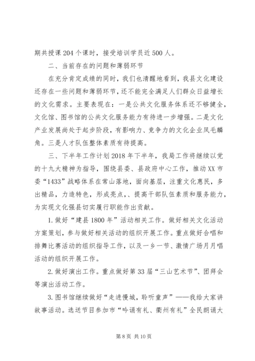 文广新局XX年上半年工作总结及下半年工作安排.docx