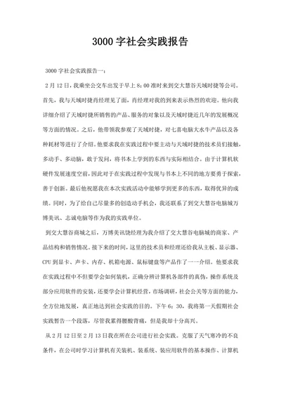 3000字社会实践报告