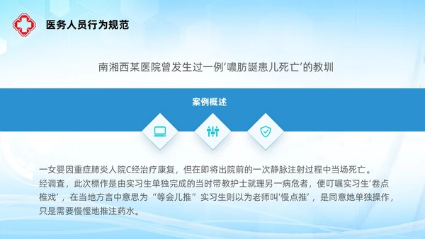 蓝色简约科技风医务人员基本素养岗前培训护理模板