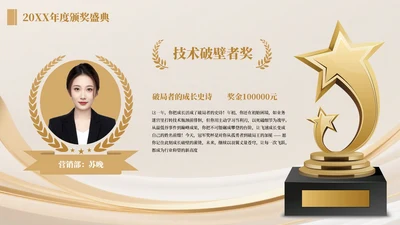 黄色商务风一项颁奖排版PPT单页