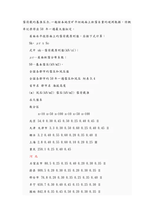 全国基本风压基本雪压重点标准值.docx