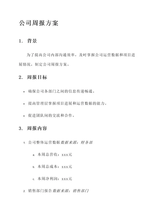 公司进行周报的方案