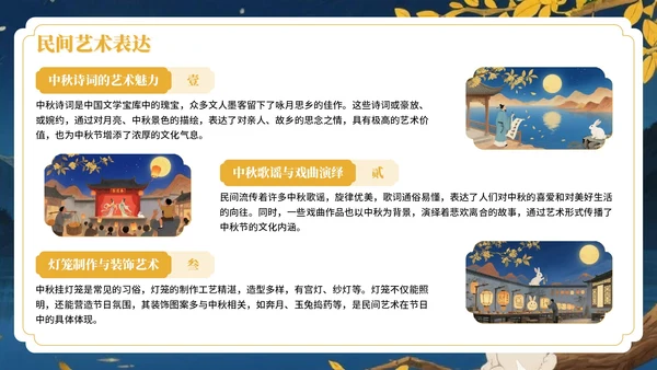 黄色中国风月满人间中秋节文化活动PPT模板