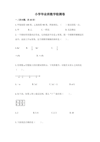 小学毕业班数学检测卷及答案（名校卷）.docx