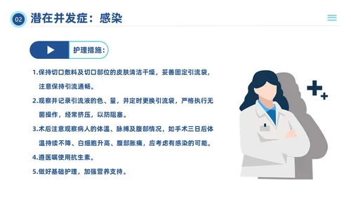 蓝色插画风脾破裂的护理查房培训