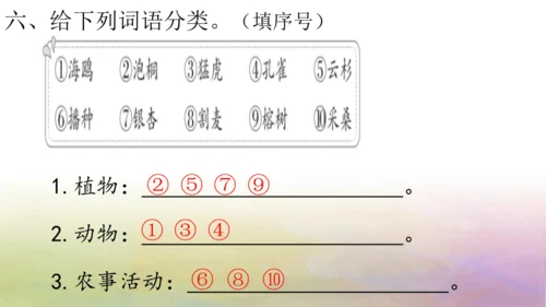 部编版二年级语文上册第二单元复习  课件