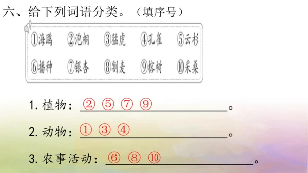 部编版二年级语文上册第二单元复习  课件