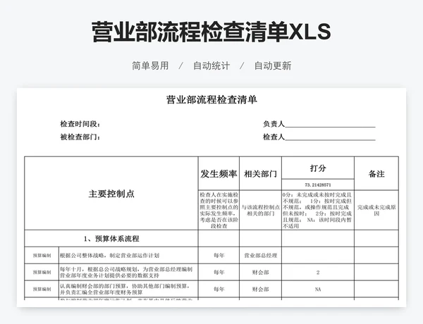 营业部流程检查清单XLS