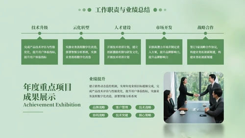 绿色清新风工作汇报述职报告通用PPT模板
