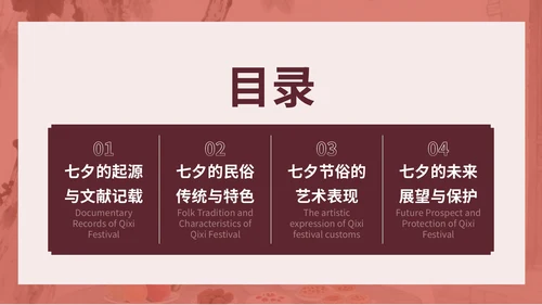 粉色中国风文献与民俗中的七夕PPT模版