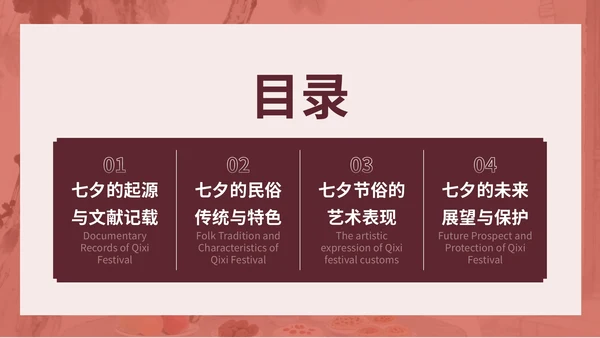 粉色中国风文献与民俗中的七夕PPT模版