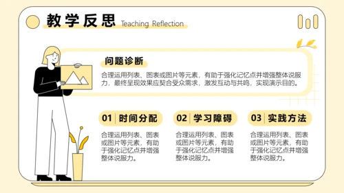 黄色插画风英语汇报PPT模板