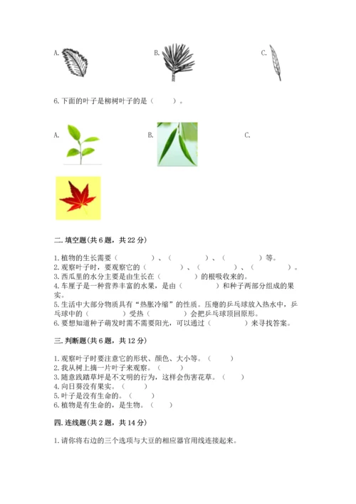 教科版科学一年级上册第一单元《植物》测试卷附答案ab卷.docx