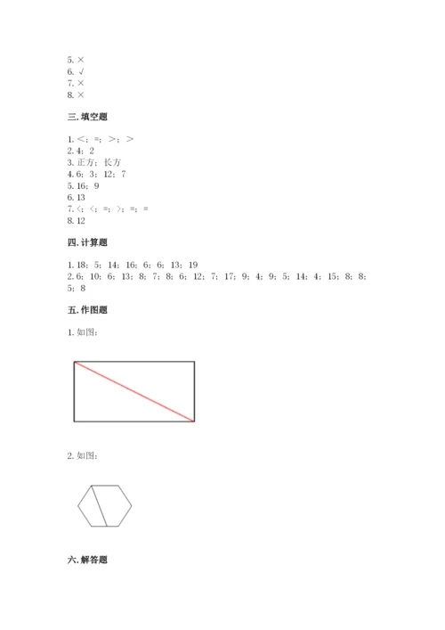 人教版一年级下册数学期中测试卷及参考答案（夺分金卷）.docx