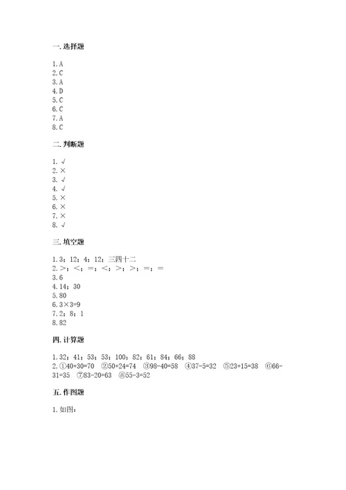 小学二年级上册数学期中测试卷含答案（新）