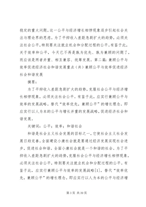 兼顾公平与效率促进经济社会和谐发展.docx