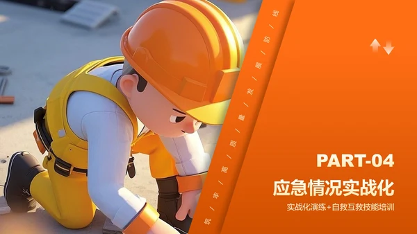 橙黄色3D插画风安全生产月工作汇报PPT模板