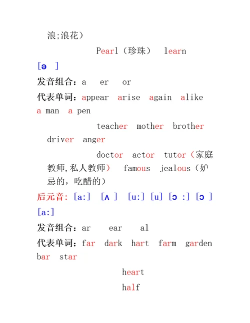 48个国际音标表及发音大全