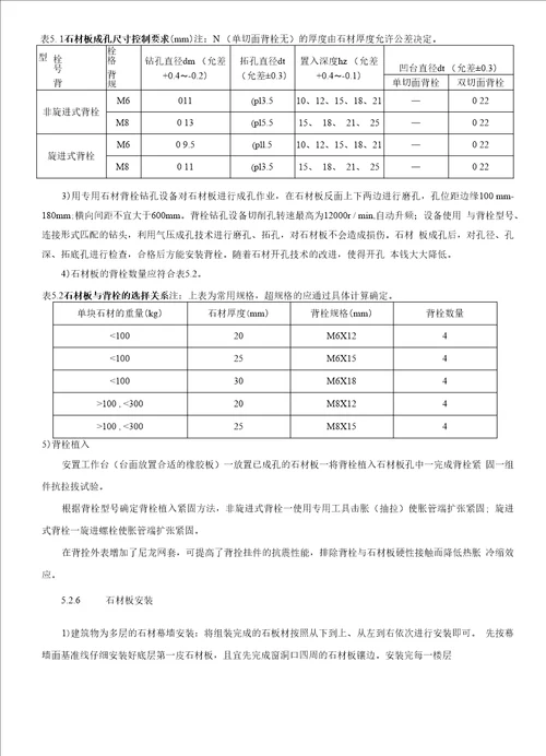 背栓连接干挂石材幕墙施工工法