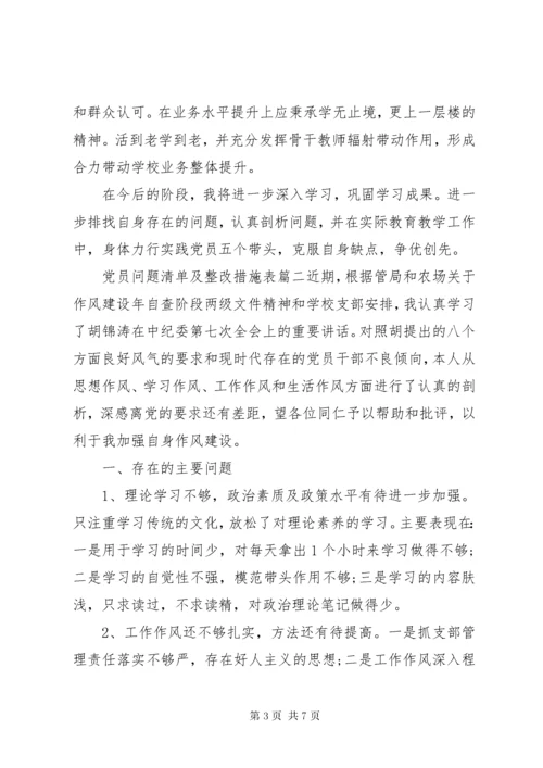 党员问题清单及整改措施表.docx