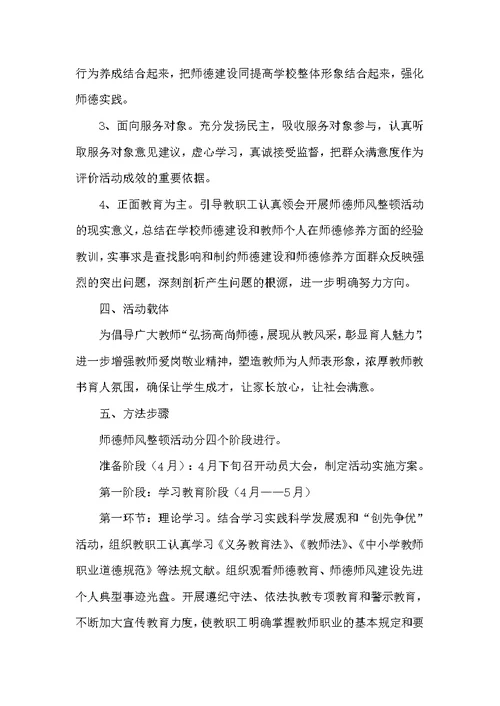 师德师风教育整顿活动实施方案 1