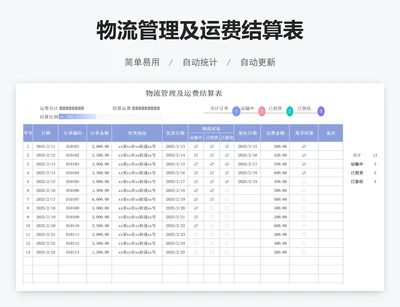 物流管理及运费结算表