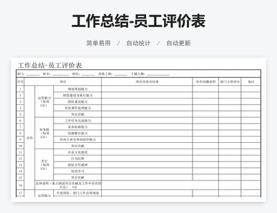 工作总结-员工评价表