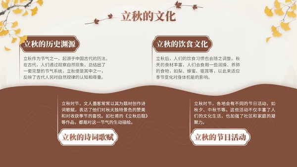 褐色中国风立秋节气文化知识主题班会
