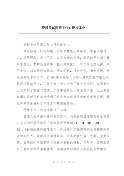 资料员试用期工作心得与体会.docx