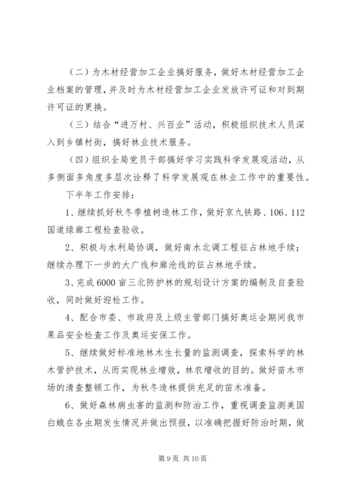 市林业局上半年工作监察总结及计划.docx