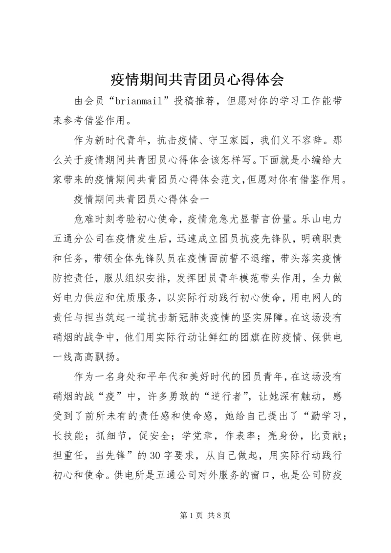 疫情期间共青团员心得体会.docx