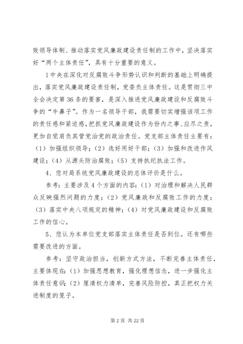 党风廉政调查问卷.docx