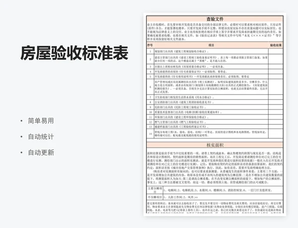房屋验收标准表
