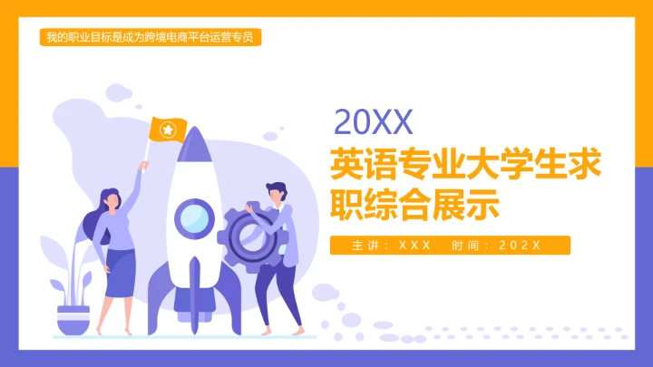 黄紫简约英语专业大学生求职综合展示职业生涯规划通用PPT