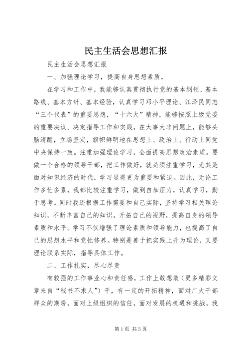 民主生活会思想汇报 (9).docx