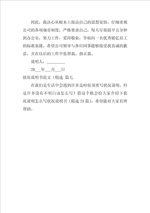 情况说明书范文