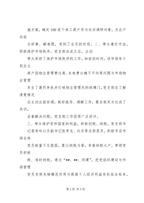 市场个私协分会非公党建工作情况汇报.docx