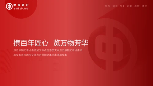 中国银行工作汇报通用PPT模板