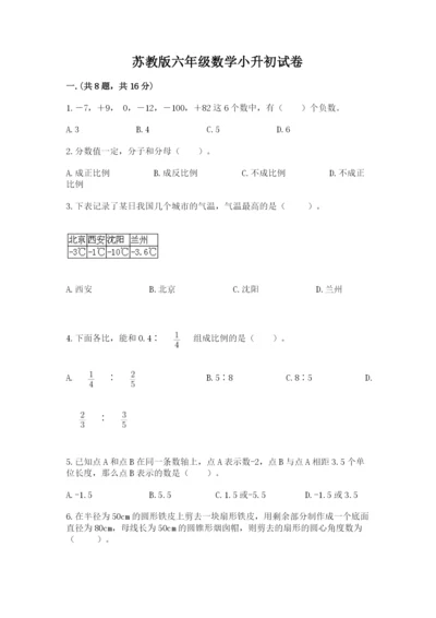 苏教版六年级数学小升初试卷及参考答案（轻巧夺冠）.docx